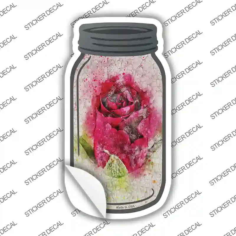 Pink Rose Watercolor Novelty Mason Jar Sticker Decal