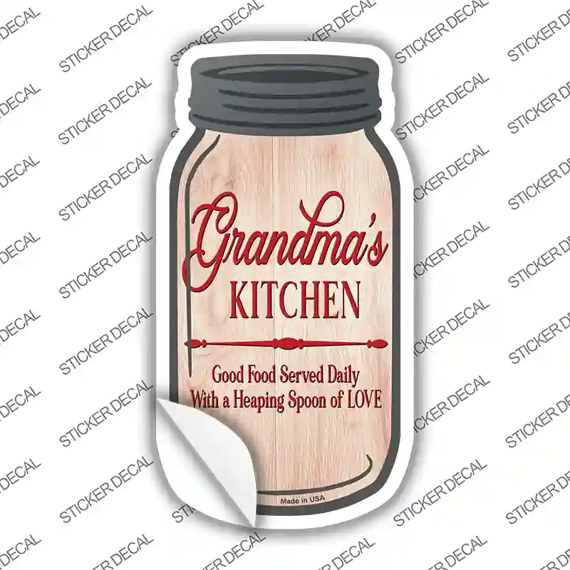 Grandmas Kitchen Love Novelty Mason Jar Sticker Decal