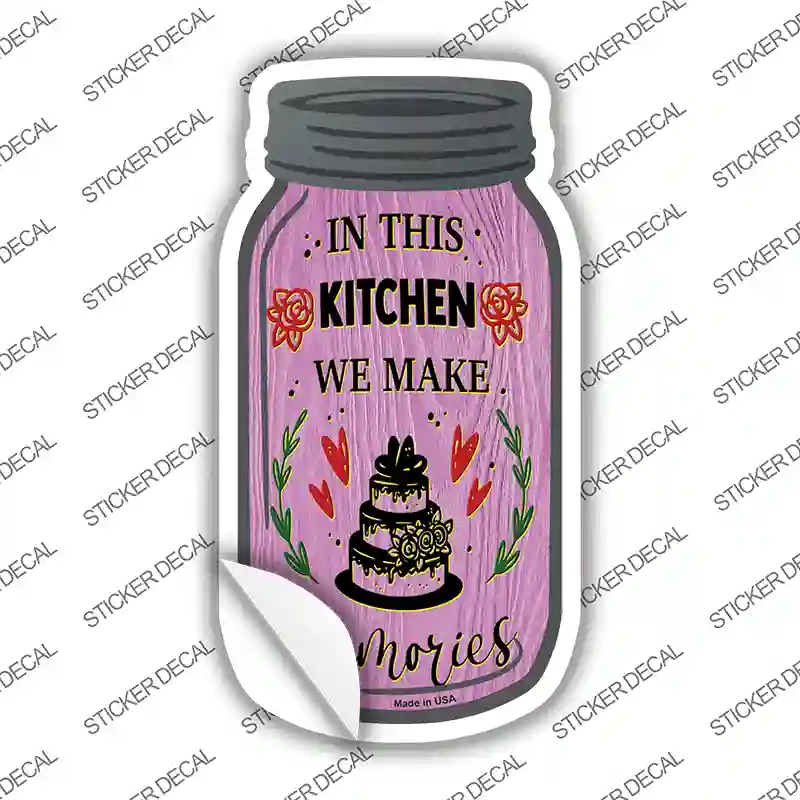 Make Memories Pink Cake Novelty Mason Jar Sticker Decal