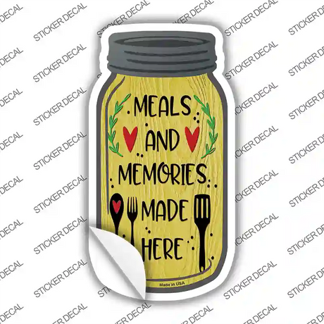 Meal And Memories Yellow Novelty Mason Jar Sticker Decal