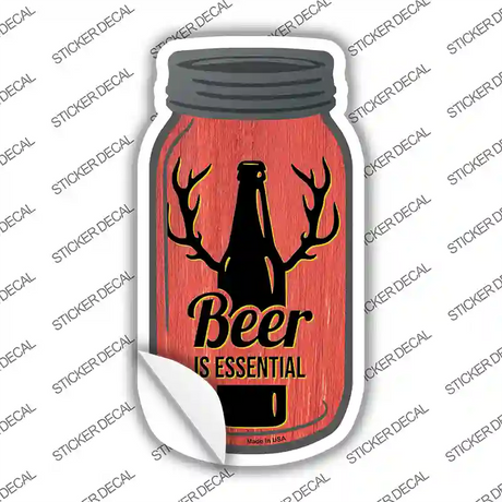 Beer Essential Antlers Novelty Mason Jar Sticker Decal