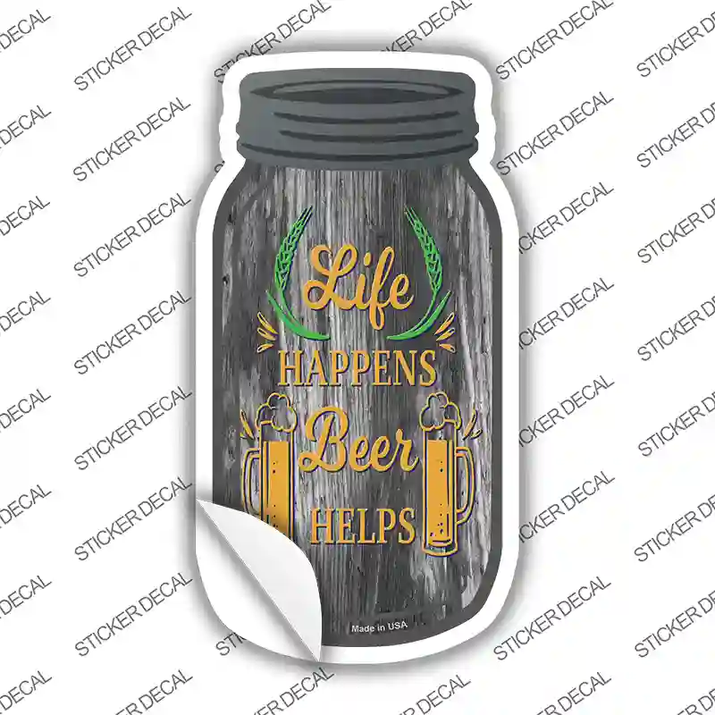 Beer Helps Novelty Mason Jar Sticker Decal