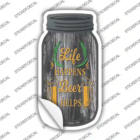 Beer Helps Novelty Mason Jar Sticker Decal
