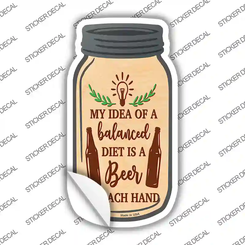 Beer In Each Hand Novelty Mason Jar Sticker Decal