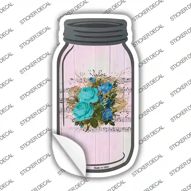 Blue Bouquet With Music Novelty Mason Jar Sticker Decal