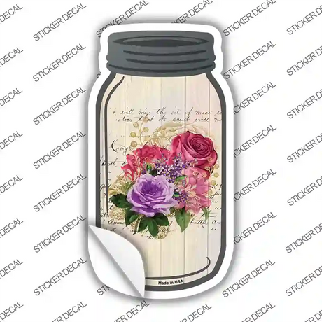 Red And Purple Bouquet With Notes Novelty Mason Jar Sticker Decal