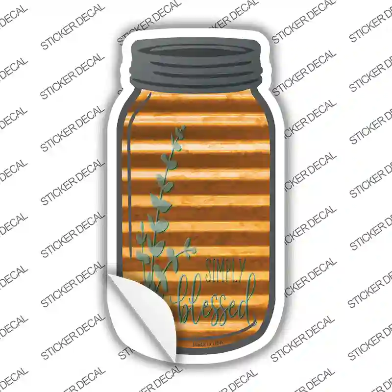 Simply Blessed Corrugated Orange Novelty Mason Jar Sticker Decal