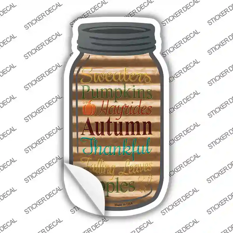 Autumn Corrugated Gold Novelty Mason Jar Sticker Decal
