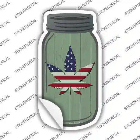 USA Marijuana Leaf Novelty Mason Jar Sticker Decal
