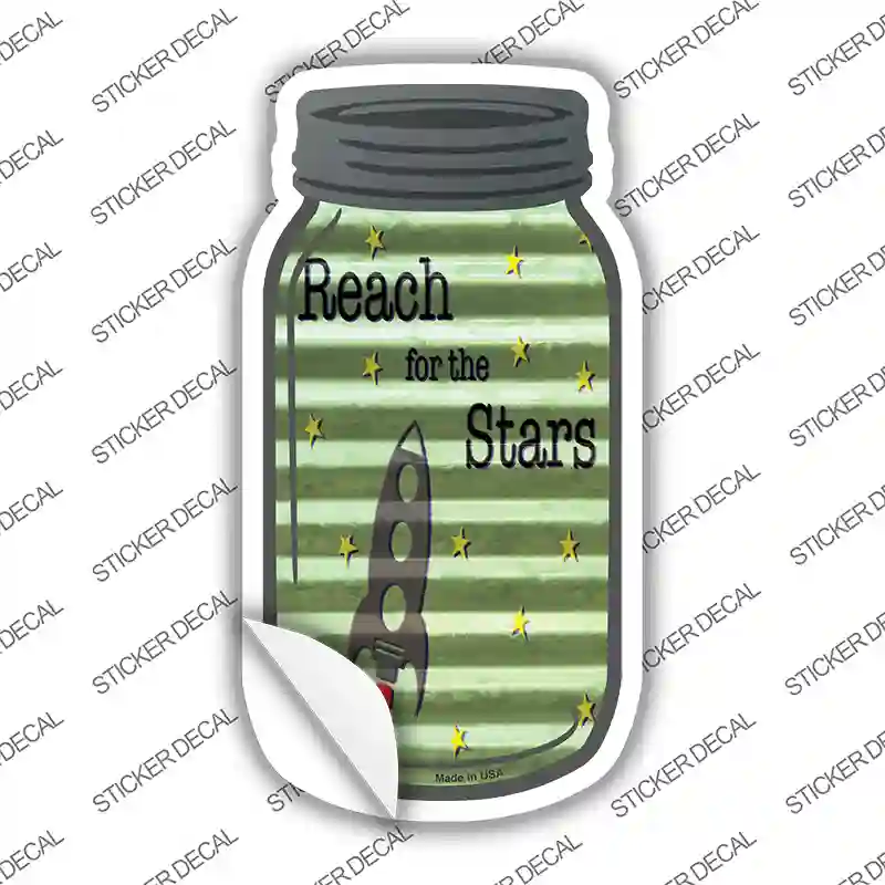 Reach for the Stars Corrugated Novelty Mason Jar Sticker Decal