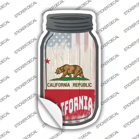 California | USA Flag Novelty Mason Jar Sticker Decal