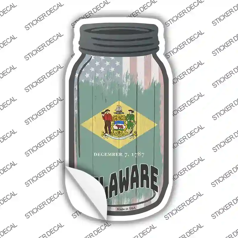 Delaware | USA Flag Novelty Mason Jar Sticker Decal