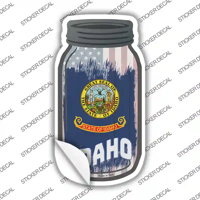 Idaho | USA Flag Novelty Mason Jar Sticker Decal