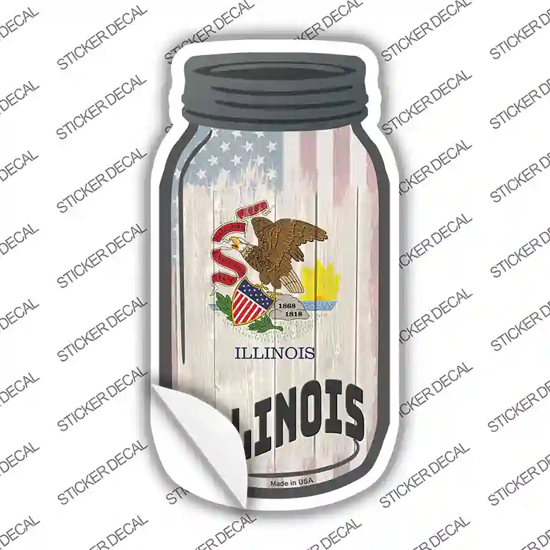 Illinois | USA Flag Novelty Mason Jar Sticker Decal