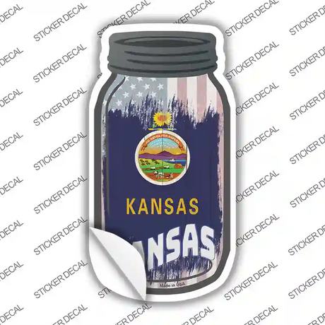 Kansas | USA Flag Novelty Mason Jar Sticker Decal