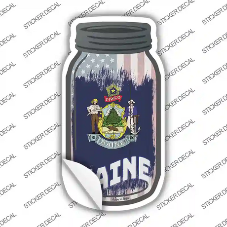 Maine | USA Flag Novelty Mason Jar Sticker Decal