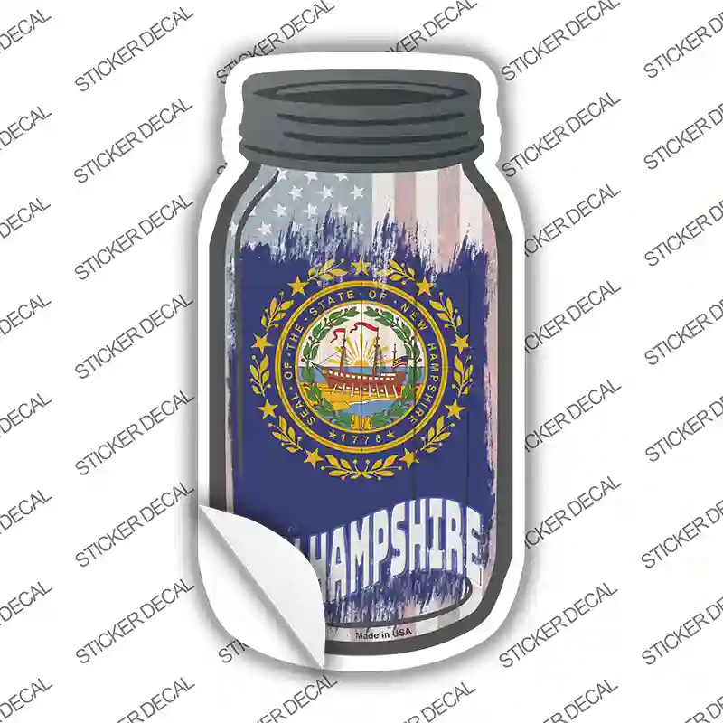 New Hampshire | USA Flag Novelty Mason Jar Sticker Decal