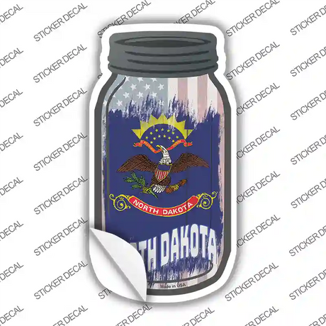 North Dakota | USA Flag Novelty Mason Jar Sticker Decal