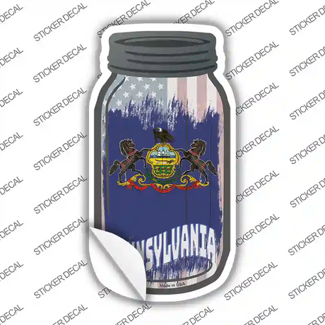 Pennsylvania | USA Flag Novelty Mason Jar Sticker Decal