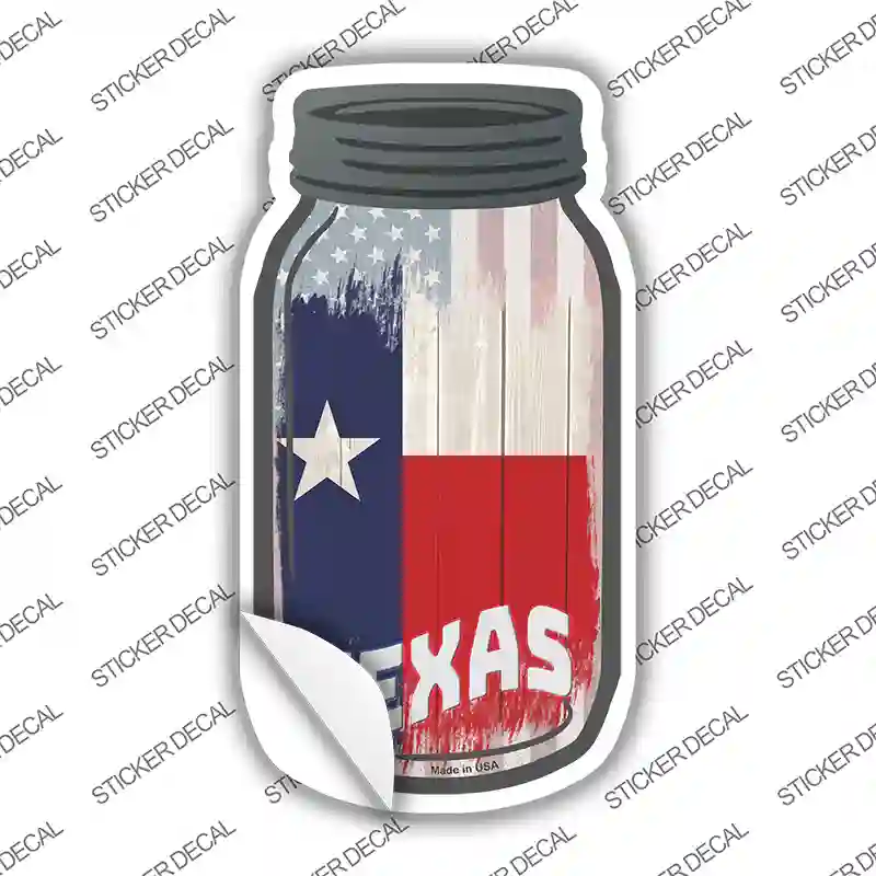 Texas | USA Flag Novelty Mason Jar Sticker Decal