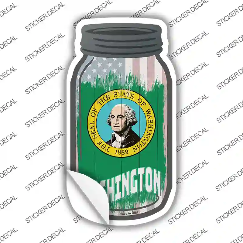 Washington | USA Flag Novelty Mason Jar Sticker Decal