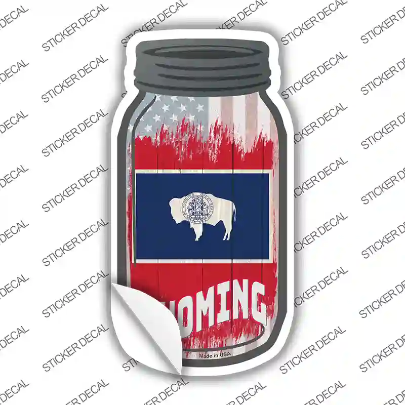 Wyoming | USA Flag Novelty Mason Jar Sticker Decal