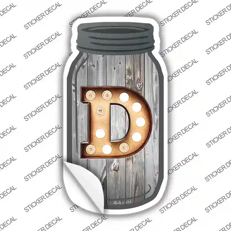 D Bulb Lettering Novelty Mason Jar Sticker Decal