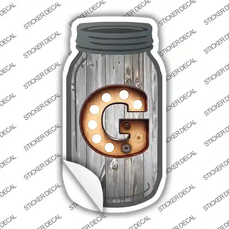 G Bulb Lettering Novelty Mason Jar Sticker Decal