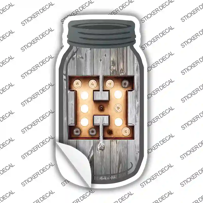 H Bulb Lettering Novelty Mason Jar Sticker Decal