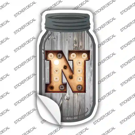 N Bulb Lettering Novelty Mason Jar Sticker Decal