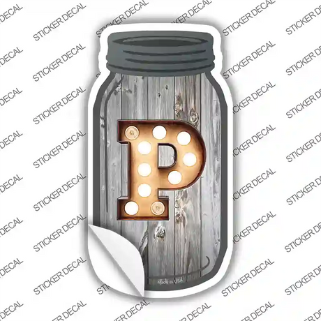 P Bulb Lettering Novelty Mason Jar Sticker Decal
