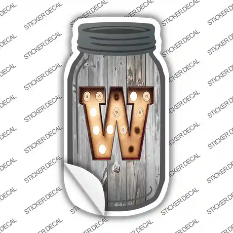W Bulb Lettering Novelty Mason Jar Sticker Decal