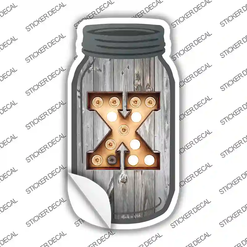 X Bulb Lettering Novelty Mason Jar Sticker Decal