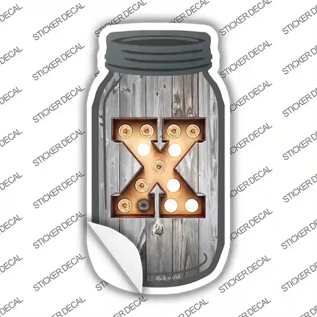 X Bulb Lettering Novelty Mason Jar Sticker Decal