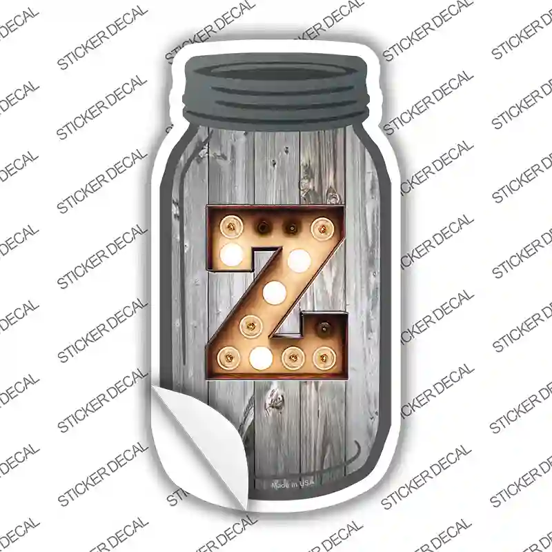 Z Bulb Lettering Novelty Mason Jar Sticker Decal