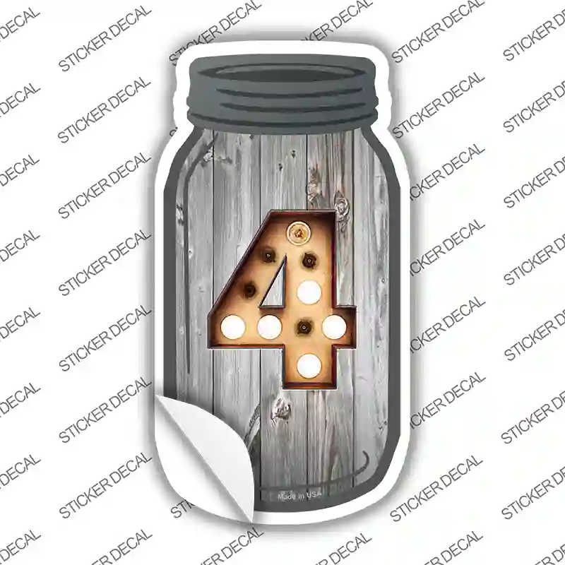 4 Bulb Lettering Novelty Mason Jar Sticker Decal