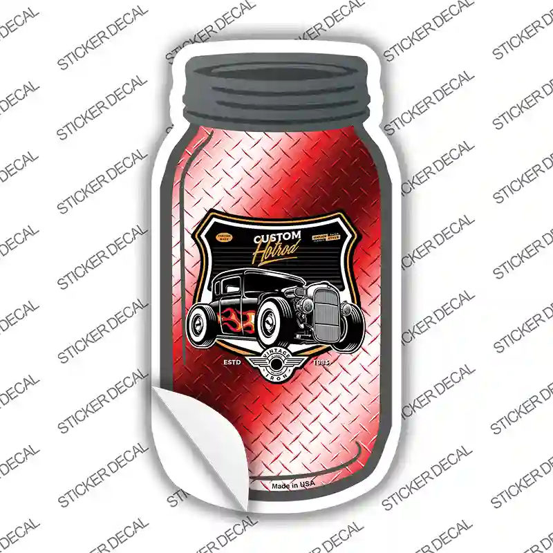 Custom Hot Rod Red Diamond Novelty Mason Jar Sticker Decal