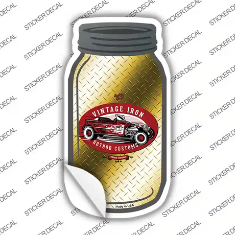 Vintage Iron Yellow Diamond Novelty Mason Jar Sticker Decal