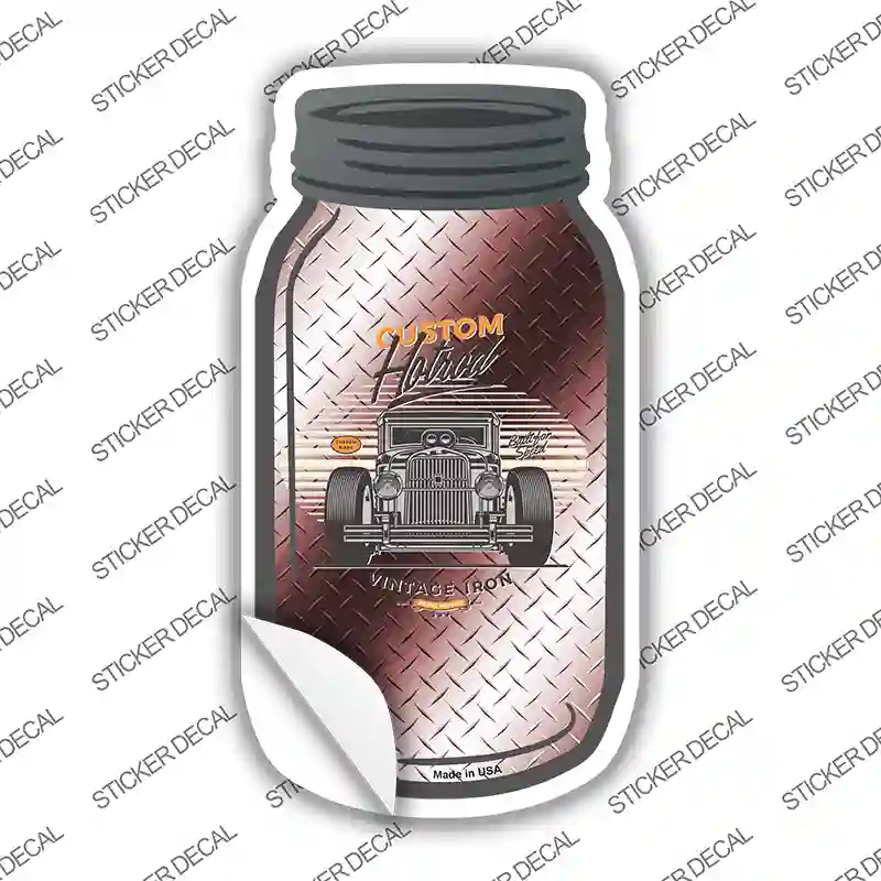 Custom Hot Rod Burgundy Diamond Novelty Mason Jar Sticker Decal