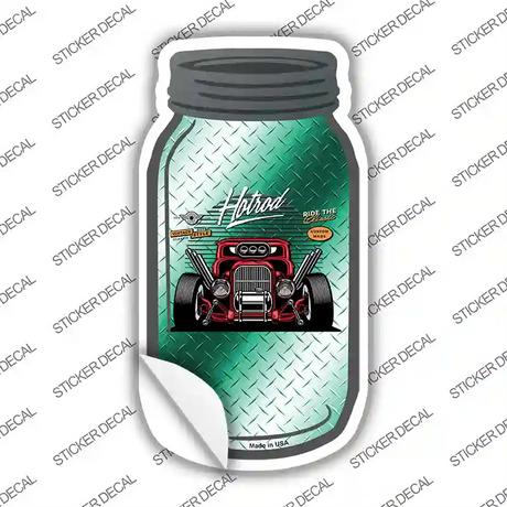 Hot Rod Teal Diamond Novelty Mason Jar Sticker Decal