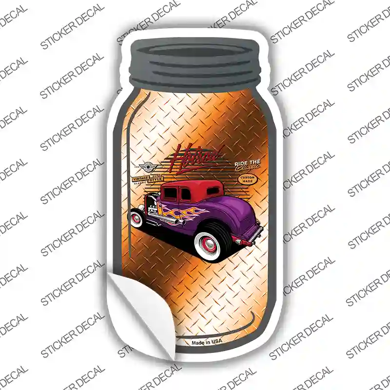 Hot Rod Orange Diamond Novelty Mason Jar Sticker Decal