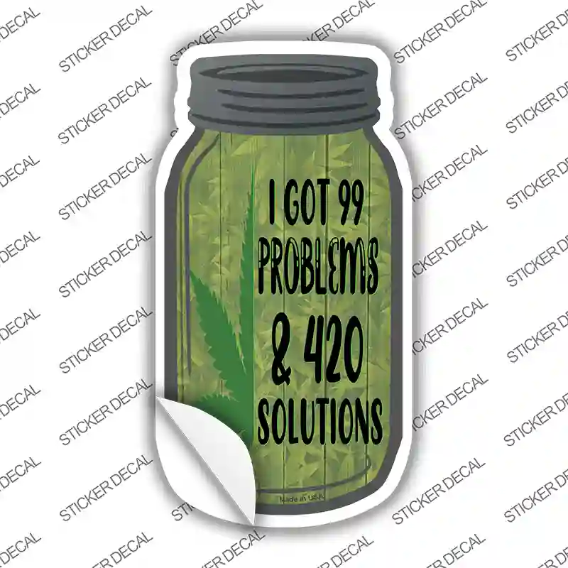 420 Solutions Novelty Mason Jar Sticker Decal