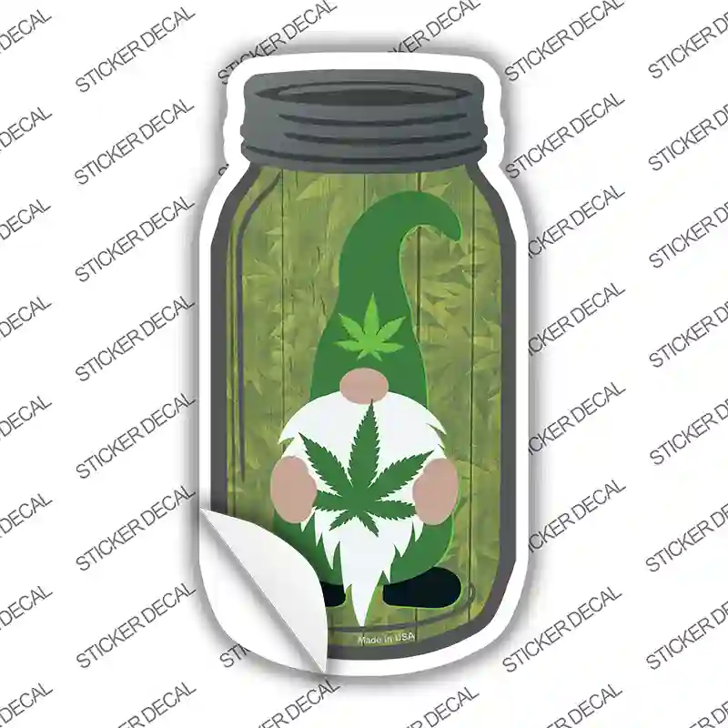 Weed Gnome Novelty Mason Jar Sticker Decal
