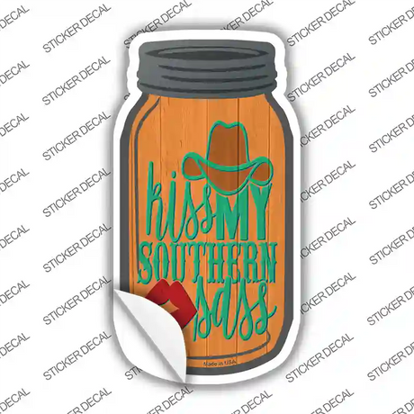 Kiss My Southern Sass Novelty Mason Jar Sticker Decal