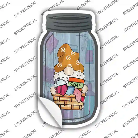 Gnome With Laundry Novelty Mason Jar Sticker Decal
