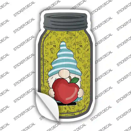 Gnome With Apple Novelty Mason Jar Sticker Decal