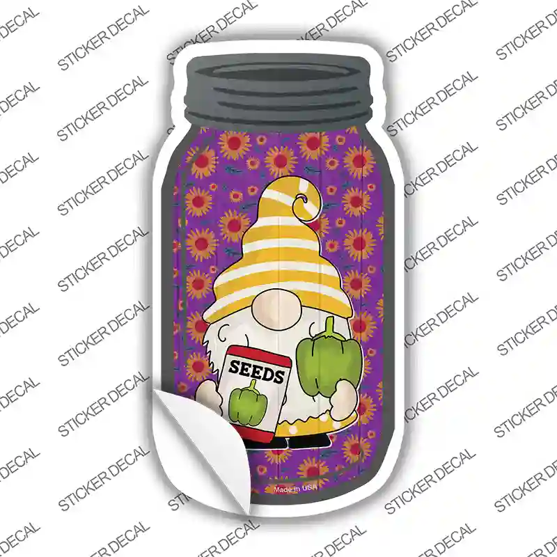 Gnome With Pepper Seeds Novelty Mason Jar Sticker Decal