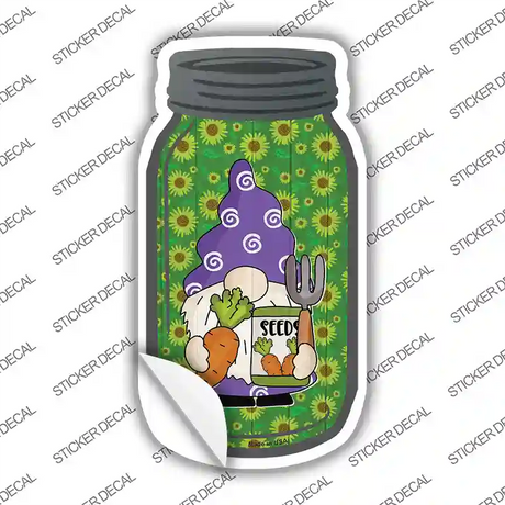 Gnome With Carrot Seeds Novelty Mason Jar Sticker Decal