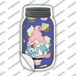 Gnome With Blue Cupcake and Frosting Novelty Mason Jar Sticker Decal