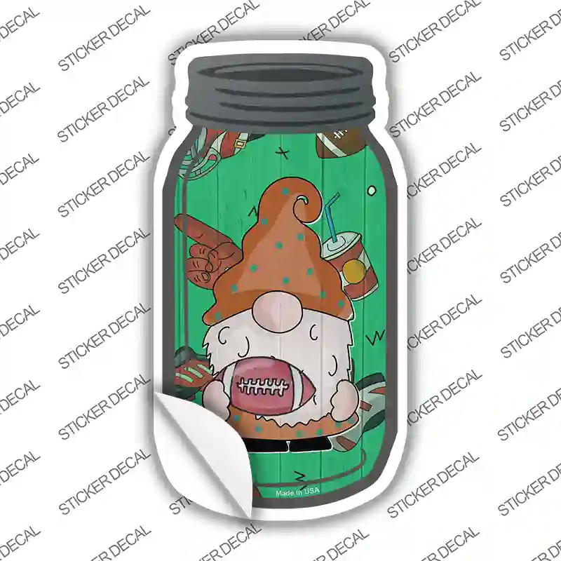Gnome Playing Football Novelty Mason Jar Sticker Decal